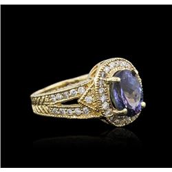 14KT Yellow Gold 2.70ct Tanzanite and Diamond Ring