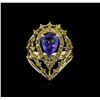 Image 2 : 1.67ct Tanzanite and Diamond Ring - 14KT Yellow gold