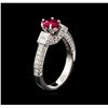 Image 4 : 1.16ct Ruby and Diamond Ring - 18KT White Gold