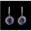 Image 1 : 14KT White Gold 4.08ctw Tanzanite and Diamond Earrings