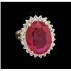 Image 1 : 10.40ct Ruby and Diamond Ring - 14KT Yellow Gold