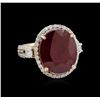 Image 1 : 13.81ct Ruby and Diamond Ring - 14KT Yellow Gold