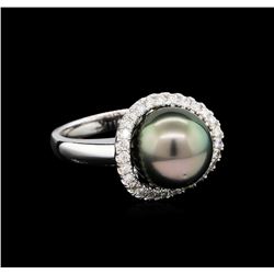 1.46ctw Pearl and Diamond Ring - 14KT White Gold