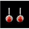 Image 1 : 14KT White Gold 18.00ctw Coral and Diamond Earrings