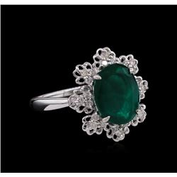 14KT White Gold 2.48ct Emerald and Diamond Ring