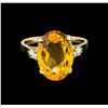 Image 2 : 5.44ct Citrine and Diamond Ring - 14KT Yellow Gold