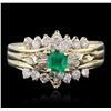 Image 2 : 14KT Yellow Gold 0.50ct Emerald and Diamond Ring