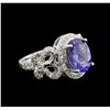 Image 1 : 3.51ct Tanzanite and Diamond Ring - 14KT White Gold