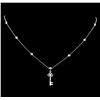 Image 1 : 0.28ctw Diamond Key Pendant With Chain - 14KT White Gold