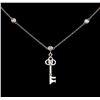 Image 2 : 0.28ctw Diamond Key Pendant With Chain - 14KT White Gold