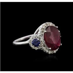 14KT White Gold 4.90ct Ruby, Sapphire and Diamond Ring