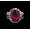 Image 2 : 14KT White Gold 4.90ct Ruby, Sapphire and Diamond Ring