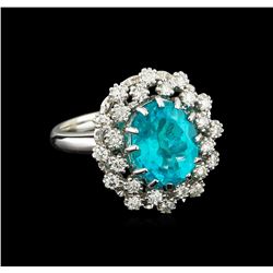 4.08ct Apatite and Diamond Ring - 14KT White Gold