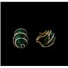 Image 2 : Malachite and Diamond Earrings - 14KT Yellow Gold