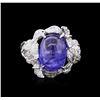 Image 2 : 18KT White Gold 6.32ct Tanzanite and Diamond Ring