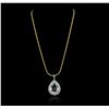Image 2 : 14KT Yellow Gold GIA Certified 20.50ct Aquamarine and Diamond Pendant With Chain