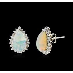 14KT White Gold 8.89ctw Opal and Diamond Earrings