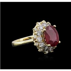 14KT Yellow Gold 3.55ct Ruby and Diamond Ring