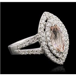 14KT White Gold 1.20ct Morganite and Diamond Ring