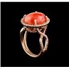 Image 4 : 6.62ct Coral and Diamond Ring - 14KT Rose Gold