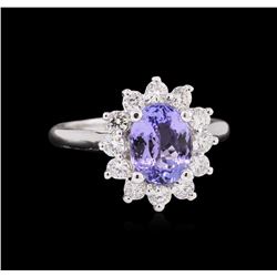 2.07ct Tanzanite and Diamond Ring - 14KT White Gold