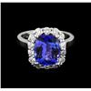 Image 2 : 3.78ct Tanzanite and Diamond Ring - 14KT White Gold