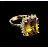 Image 1 : 5.04ct Ametrine and Diamond Ring - 14KT Yellow Gold