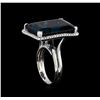 Image 4 : 28.82ct Blue Topaz and Diamond Ring - 14KT White Gold