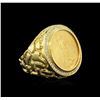 Image 1 : 14KT Yellow Gold 0.43ctw Diamond Coin Ring