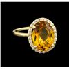 Image 1 : 4.57ct Citrine and Diamond Ring - 14KT Yellow Gold