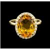 Image 2 : 4.57ct Citrine and Diamond Ring - 14KT Yellow Gold