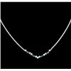 Image 2 : 0.52ctw Emerald and Diamond Necklace - 18KT White Gold