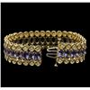 Image 3 : 14KT Yellow Gold 20.84ctw Tanzanite and Diamond Bracelet