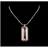 Image 1 : 14KT Rose Gold GIA Certified 162.70ct Kunzite and Diamond Pendant With Chain