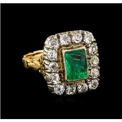 1.62ct Emerald and Diamond Ring - 18KT Yellow Gold