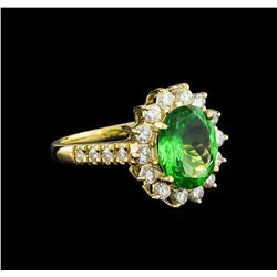 2.90ct Tsavorite Garnet and Diamond Ring - 14KT Yellow Gold