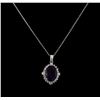 Image 2 : 4.46ct Amethyst and Diamond Pendant With Chain - 14KT White Gold