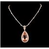 Image 1 : 14KT Rose Gold GIA Certified 42.02ct Morganite and Diamond Pendant With Chain