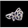 Image 1 : 0.61ctw Sapphire and Diamond Ring - 18KT White Gold
