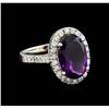 Image 1 : 3.58ct Amethyst and Diamond Ring - 14KT White Gold
