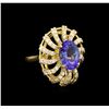 Image 1 : 3.76ct Tanzanite and Diamond Ring - 14KT Yellow Gold