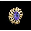 Image 2 : 3.76ct Tanzanite and Diamond Ring - 14KT Yellow Gold