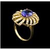 Image 4 : 3.76ct Tanzanite and Diamond Ring - 14KT Yellow Gold