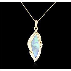 14KT Yellow Gold 11.00ct Opal and Diamond Pendant With Chain