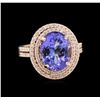 Image 1 : 4.92ct Tanzanite and Diamond Ring - 14KT Rose Gold