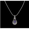 Image 1 : 14KT Two-Tone Gold 5.73ct Tanzanite and Diamond Pendant With Chain