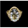 Image 2 : 6.34ct Aquamarine and Diamond Ring - 14KT Yellow Gold