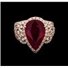 Image 2 : 5.35ct Ruby and Diamond Ring - 14KT Rose Gold