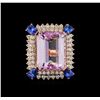 Image 2 : 22.94ct Kunzite, Tanzanite and Diamond Ring - 14KT Rose Gold