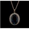 Image 1 : 14KT Rose Gold 35.04ct Topaz and Diamond Pendant With Chain
